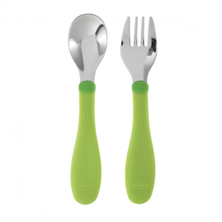 CHICCO POSATINE INOX VERDE 18M+