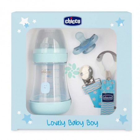 CHICCO SET LOVELY BABY BOY BIB+SUC+CLIP