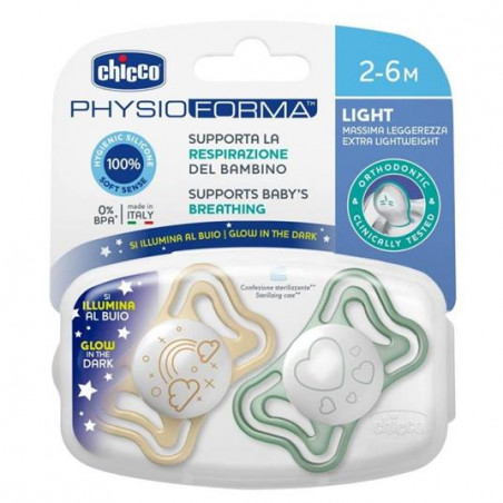 CHICCO SUCCH.PHYSIO LIGHT LUMI SIL 2 6M