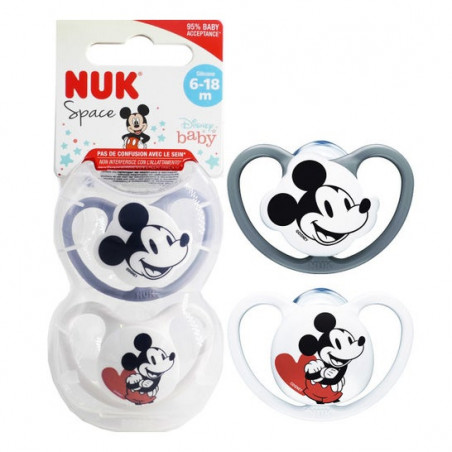 NUK SUCCH.STAR MICKEY GITD SIL.6 18M X2