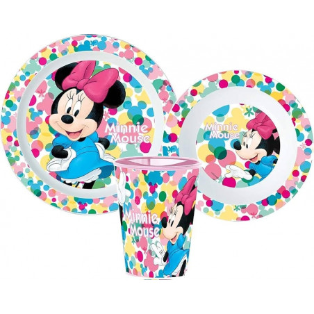 SET MICRONDE MINNIE PIATTO CIOTOLA BICCH