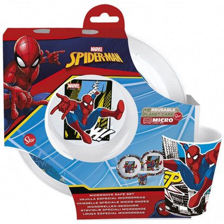 SET MICRONDE SPIDERMAN PIATTO CIOTOLA BI