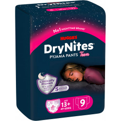 HUGGIES DRY NITES GIRL 13+ X9